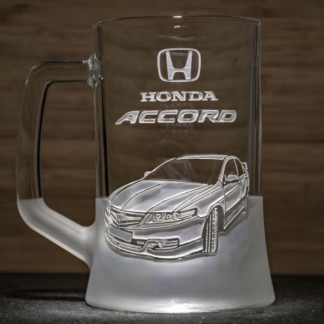 Пивний келих з гравіюванням автомобіля Honda Accord Хонда Аккорд - подарунок для автомобіліста