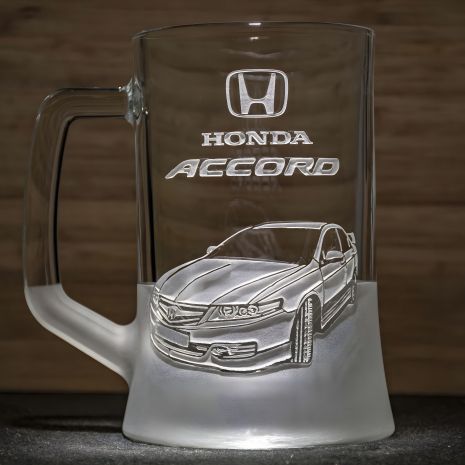 Пивний келих з гравіюванням автомобіля Honda Accord Хонда Аккорд - подарунок для автомобіліста Пивний келих з гравіюванням автомобіля Honda Accord Хонда Аккорд - подарунок для автомобіліста