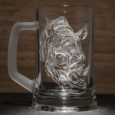Бокал для пива з гравіюванням Бегемот
