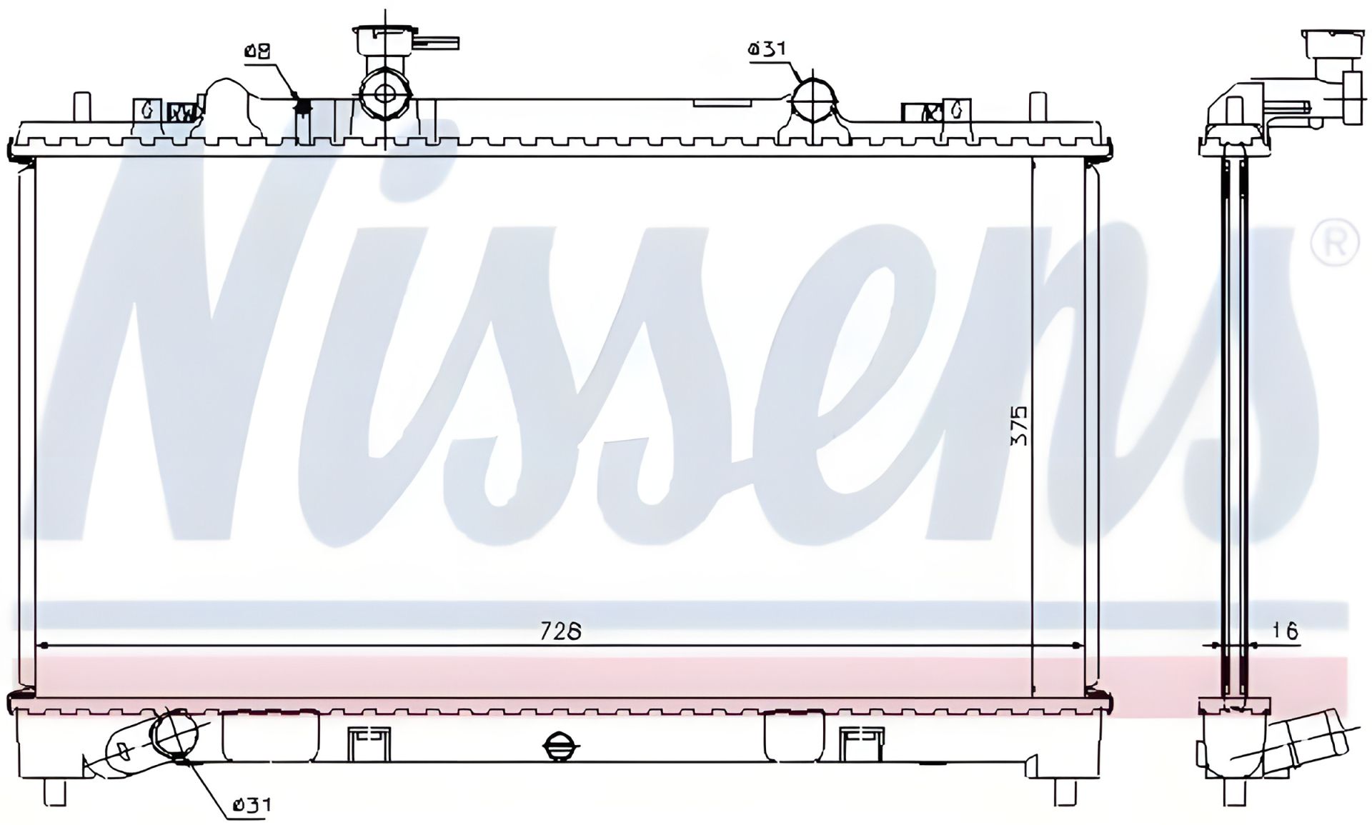 Охолодження двигуна радіатор MAZDA 6, NISSENS (68509) Охолодження двигуна радіатор MAZDA 6, NISSENS (68509)