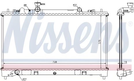 Радиатор охлаждения двигателя для MAZDA 6, производитель NISSENS (68509)
