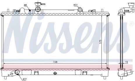 Охолодження двигуна радіатор MAZDA 6, NISSENS (68509) Охолодження двигуна радіатор MAZDA 6, NISSENS (68509)
