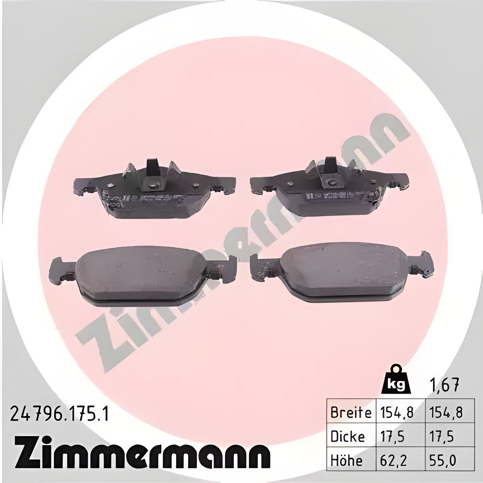 Комплект гальмівних колодок, дискове гальмо HONDA ACCORD, ZIMMERMANN (247961751) Комплект гальмівних колодок, дискове гальмо HONDA ACCORD, ZIMMERMANN (247961751)