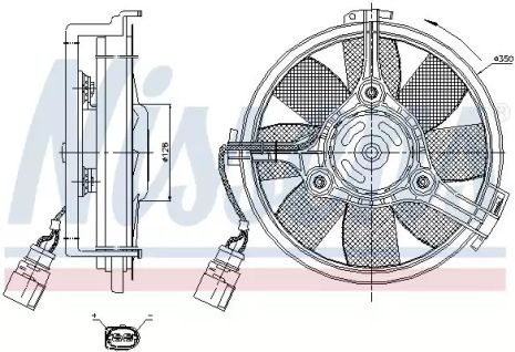 Вентилятор охолодження двигуна SKODA SUPERB, VW PASSAT, NISSENS (85547)