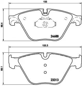 Набір гальмівних колодок, BMW 6 Диск -гальмо, Brembo (P06074)