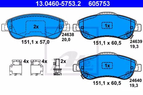 Набір гальмівних майданчиків, Honda CR-V, Ate (13046057532) Диск гальмо