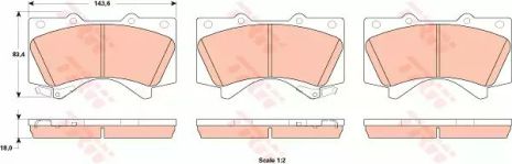 Комплект гальмівних колодок, дискове гальмо LEXUS LX, TOYOTA LAND CRUISER, TRW (GDB3524)