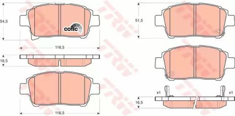 Комплект тормозных колодок, дисковый тормоз ASTON MARTIN, TOYOTA IQ, TRW (GDB3317)