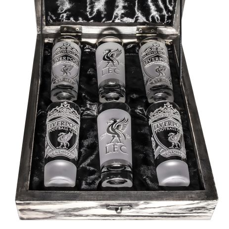 Сувенірні рюмки з гравіюванням ФК Ливерпуль FC Liverpool в дерев'яній подарунковій скриньці