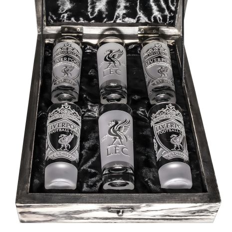 Сувенірні рюмки з гравіюванням ФК Ливерпуль FC Liverpool в дерев'яній подарунковій скриньці