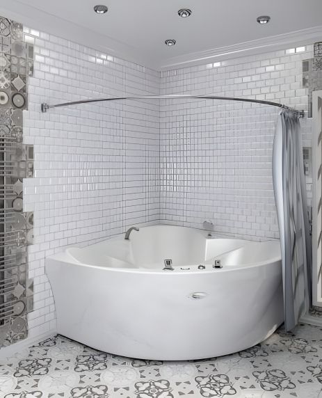 Дуговой карниз 90x90 см из нержавеющей стали для шторки в ванну 3124/90/90