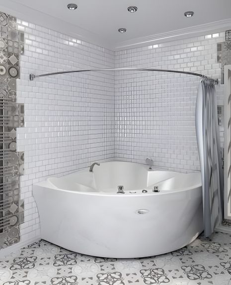 Дуговий карниз 80*80 см из нержавейки для шторки в ванную 3124/80/80