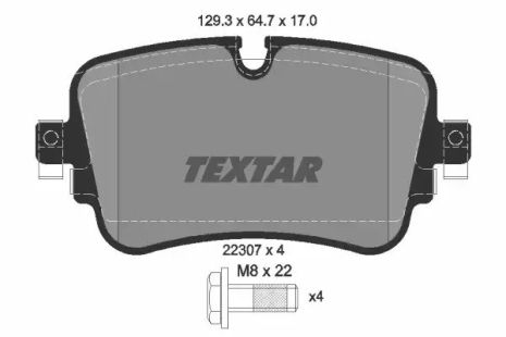 Комплект тормозных колодок, дисковый тормоз VW TOUAREG, AUDI A6, TEXTAR (2230701)