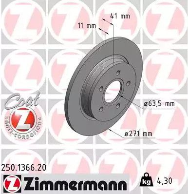 Brake Ford Focus, Zimmermann (250136620)