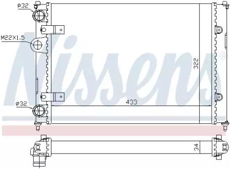 Радіатор охолодження двигуна VW POLO, SEAT CORDOBA, NISSENS (639981)