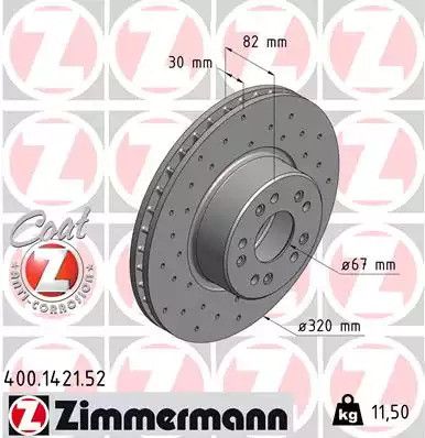 Диск тормозной MERCEDES-BENZ S-CLASS, ZIMMERMANN (400142152)