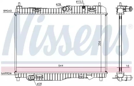 Радіатор охолодження двигуна FORD B-MAX, NISSENS (66858)