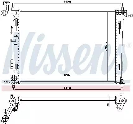 Радиатор охлаждения двигателя HYUNDAI i30, KIA PRO CEE'D, NISSENS (66674)