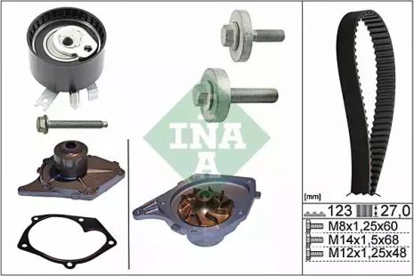 Помпа + комплект ременя ГРМ NISSAN MICRA, SUZUKI JIMNY, INA (530019730)