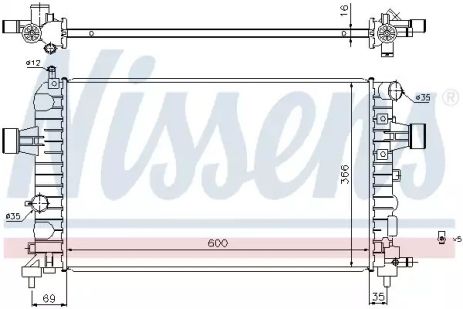 Радіатор охолодження двигуна Vauxhall Astra, Opel Astra, Nissens (630744)