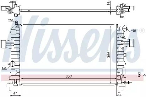 Радіатор охолодження двигуна Vauxhall Astra, Opel Astra, Nissens (630744)