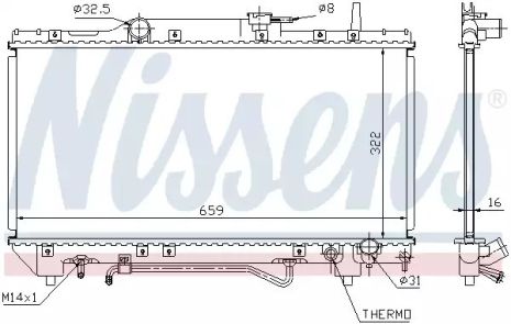Радиатор охлаждения двигателя TOYOTA CARINA, NISSENS (64802)