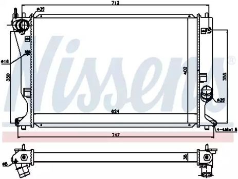 Радіатор охолодження двигуна TOYOTA AVENSIS, NISSENS (64695)