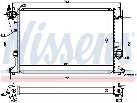 Радиатор охлаждения двигателя TOYOTA AVENSIS, NISSENS (64695)
