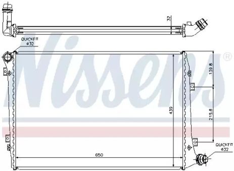 Радіатор охолодження двигуна SKODA SUPERB, SEAT ALTEA, NISSENS (65291A)