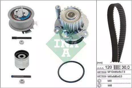 Помпа + комплект ремня ГРМ SKODA SUPERB, SEAT ALTEA, INA (530020132)