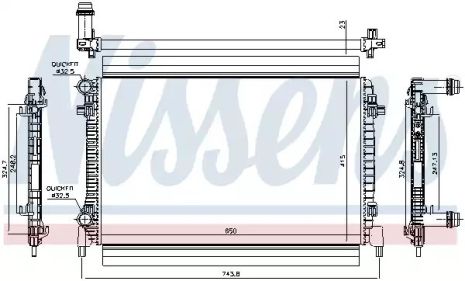 Радіатор охолодження двигуна SKODA FABIA, VW GOLF, NISSENS (65327)