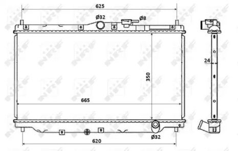 Радиатор охлаждения двигателя HONDA ACCORD, NRF (507722)