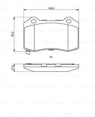 Набір гальмівних майданчиків, Dodge Magnum, Jeep Grand Cherokee, Bosch (0986494708)