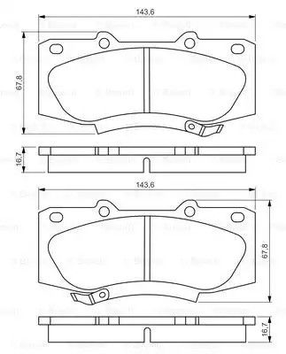 Набір гальмівних колодок, Toyota Hilux, Bosch (0986495352) Диск гальмо