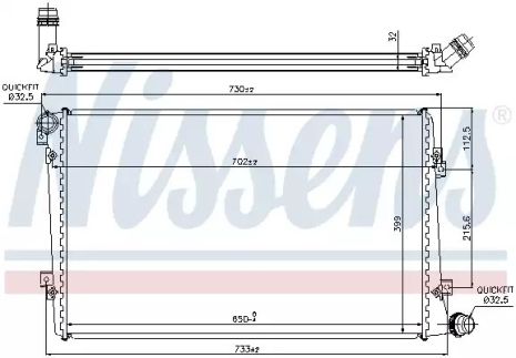 Радіатор охолодження двигуна SKODA SUPERB, SEAT ALTEA, NISSENS (65292)