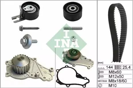 Помпа + комплект ременя ГРМ TOYOTA AYGO, FORD FIESTA, INA (530023930)