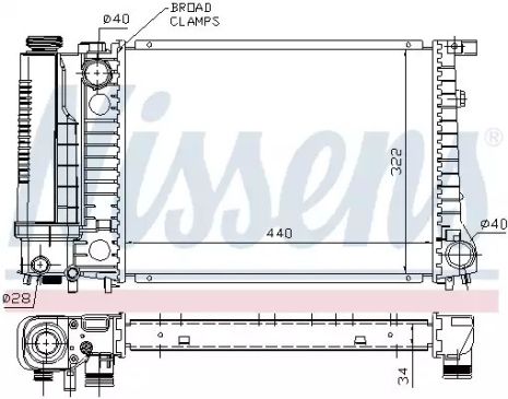 Радіатор охолодження двигуна BMW 3, Nissens (60735A)