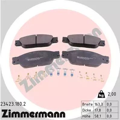 Комплект тормозных колодок, дисковый тормоз JAGUAR S-TYPE, LINCOLN LS, ZIMMERMANN (234231802)