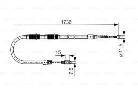 Трос ручного тормоза AUDI A4, BOSCH (1987477257)