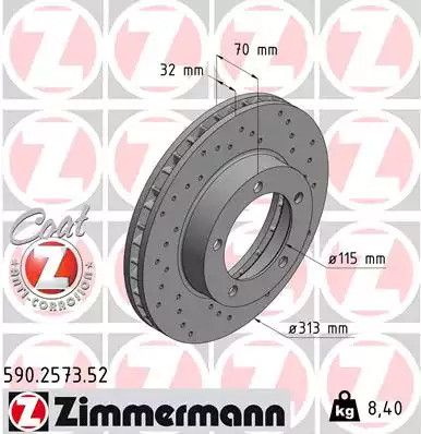 Диск гальмівний LEXUS LX, TOYOTA LAND CRUISER, ZIMMERMANN (590257352)