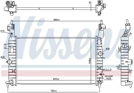 Радіатор охолодження двигуна Vauxhall Meriva, Opel Meriva, Nissens (630748)