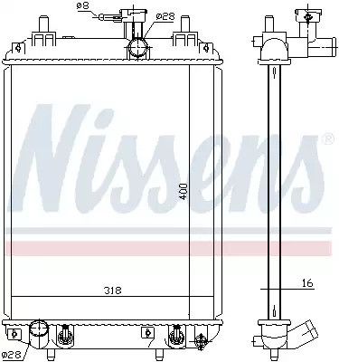 Радиатор охлаждения двигателя SUBARU JUSTY, DAIHATSU SIRION, NISSENS (617548)