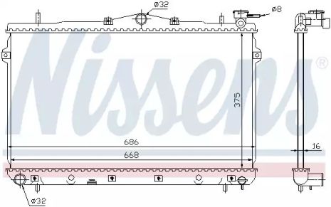 Радиатор охлаждения двигателя HYUNDAI LANTRA, NISSENS (62298)