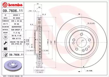 Диск гальмівний MERCEDES-BENZ M-CLASS, BREMBO (09760611)