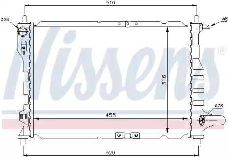 Радиатор охлаждения двигателя CHEVROLET SPARK, NISSENS (61630)