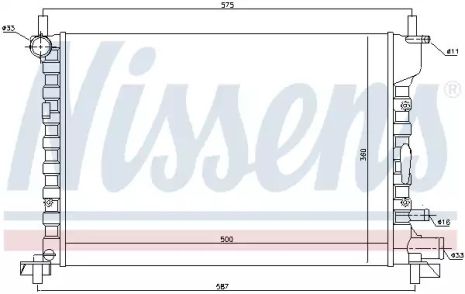 Радиатор охлаждения двигателя FORD FIESTA, NISSENS (62053)