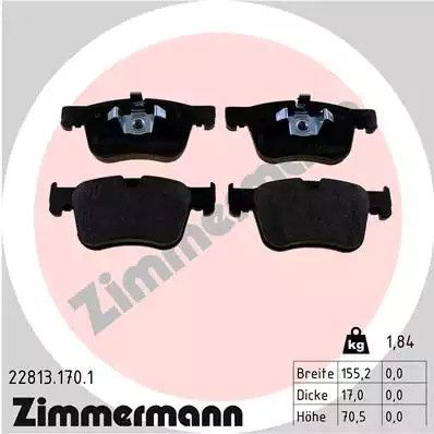 Гальмові колодки Set, Citroën Berlingo, DS, Zimmermann (228131701) Диск.