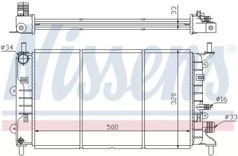 Радиатор охлаждения двигателя FORD ESCORT, NISSENS (621621)