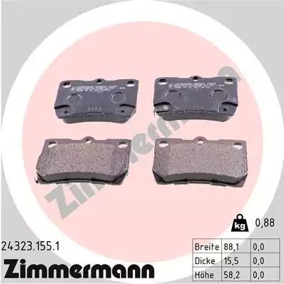 Комплект тормозных колодок, дисковый тормоз LEXUS GS, ZIMMERMANN (243231551)