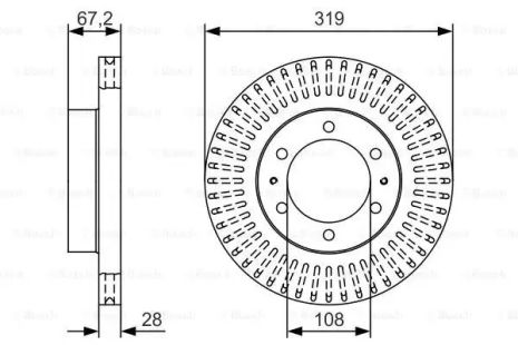 Диск тормозной TOYOTA HILUX, BOSCH (0986479T36)